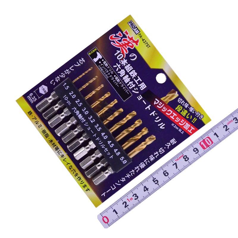 ＰＲＯＡＭ（ＴＭＣ）　漢の１０本組鉄工用六角軸付ショートドリル　PA-437ST
