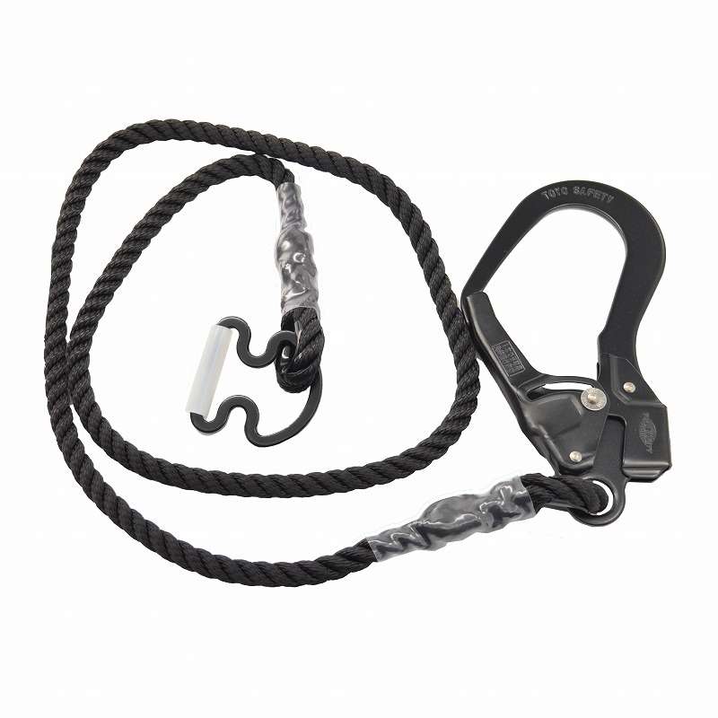 トーヨーセフティ(ＴＯＹＯ)　Ｄ環フック付ランヤード (黒ロープ)　ＮＯ．ＧＨＤ－６