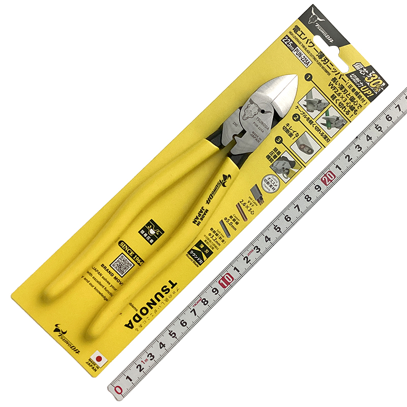 ツノダ<br />電工パワー薄刃ニッパー（圧着機能付）<br />PUN-225A