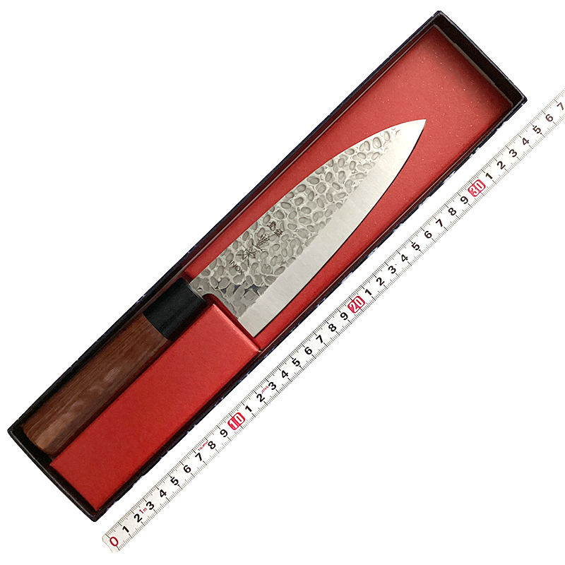 豊栄ＩＮＯＸ<br/>ＩＮＯＸ鎚目　茶合板丸柄　出刃<br/>160ｍｍ