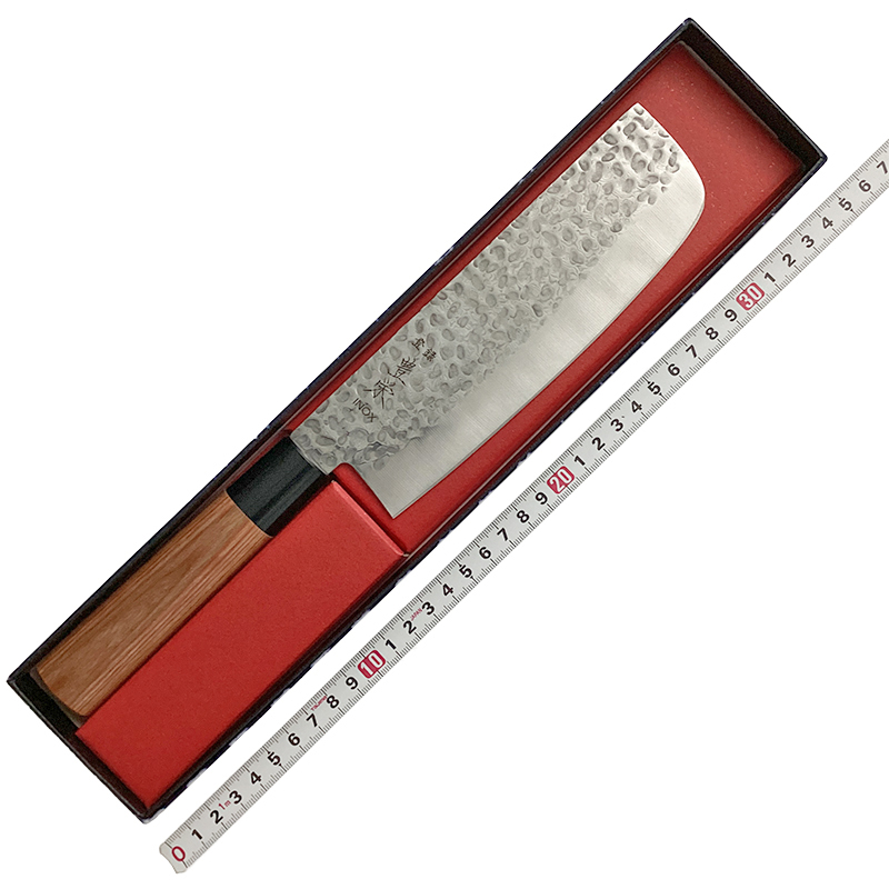 豊栄ＩＮＯＸ<br/>ＩＮＯＸ鎚目　茶合板丸柄　菜切<br/>165ｍｍ