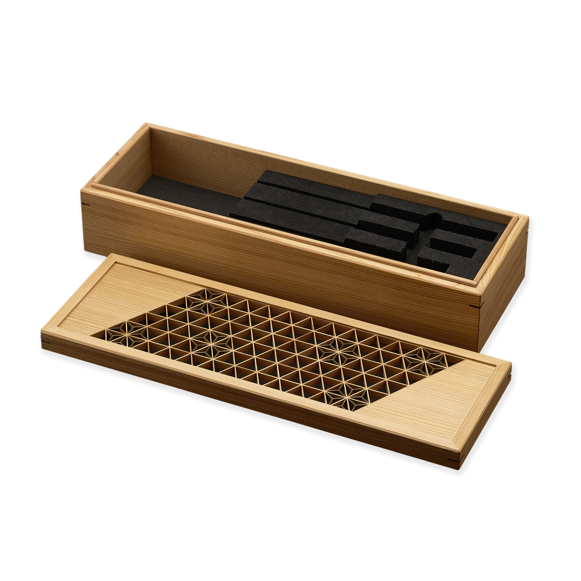 【庖斬巴】　組子の匣-HAKO-　3丁入　麻の葉　IK-015　<br>定価：89,000円